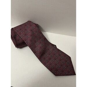 Christian Dior Mens Silk Tie Red Blue Medallion Pattern Designer Made USA